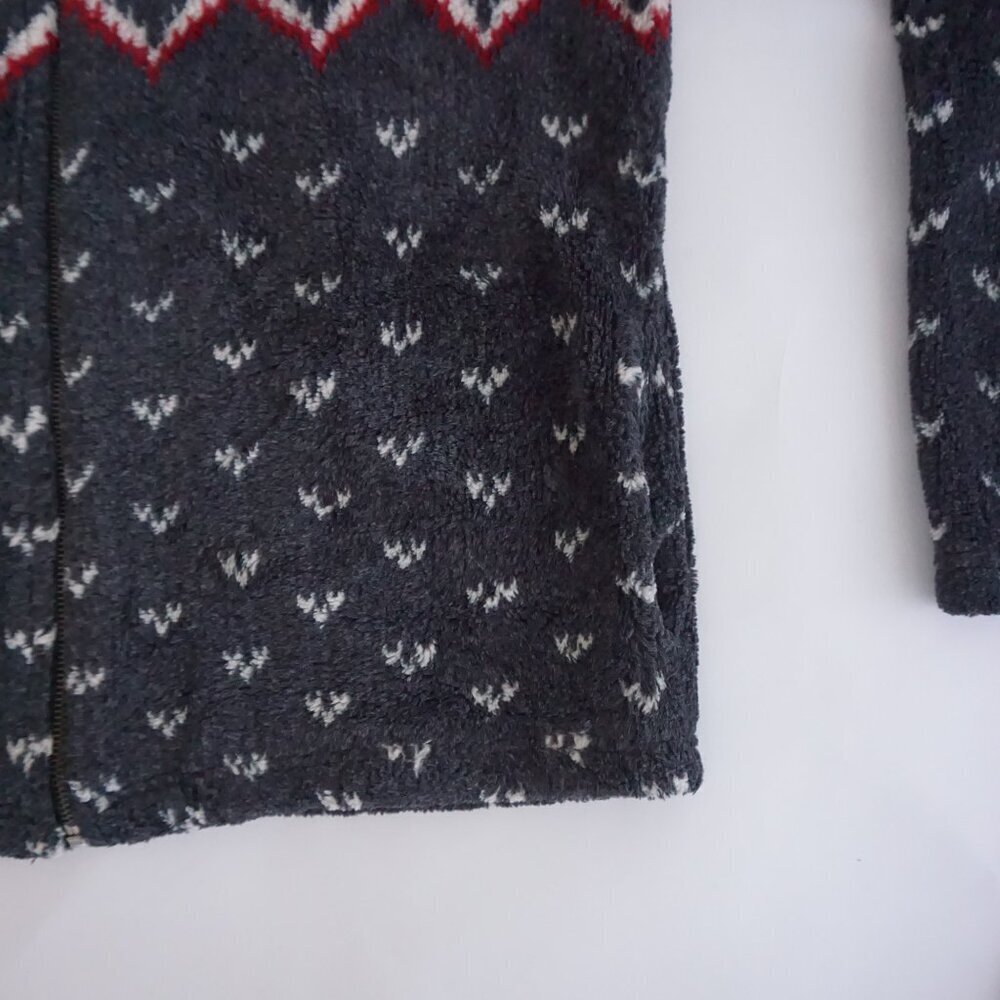 Barrage Collection Gray Nordic Snowflake Zip Jacket Winter Fair Isle Cabincore L - Picture 5 of 11